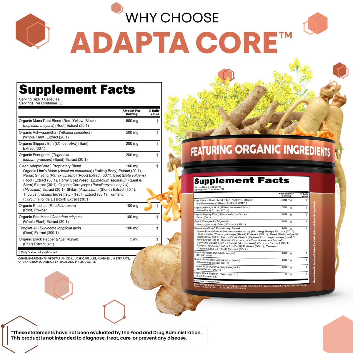 Organic Maca Root Capsules 90 Pills D4554