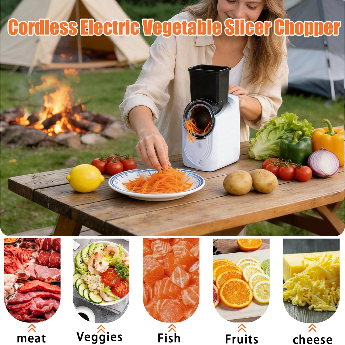 Cordless Electric Vegetable Slicer Chopper & Cheese Grater Z33292