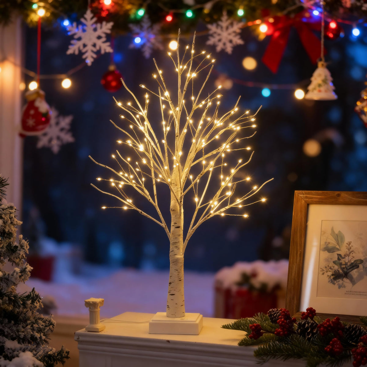 24" 2FT White Birch Tree with 144 LED Lights O611