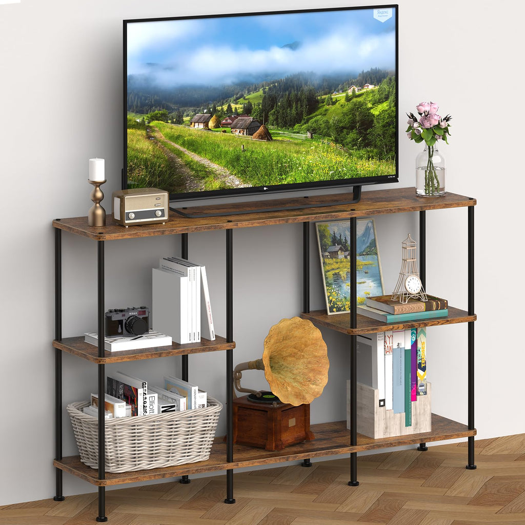 Brown 3 Tier Wood TV Stand with Storage Shelf N198298