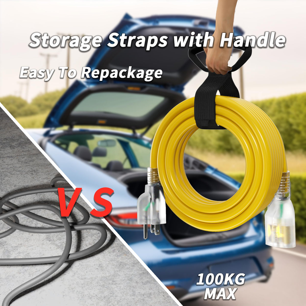 100ft 10 Gauge Waterproof Outdoor Extension Cord Yellow L78059