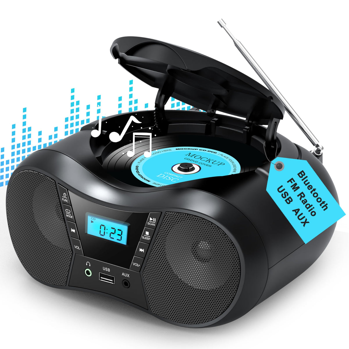 Portable Boombox CD Player with Bluetooth S168