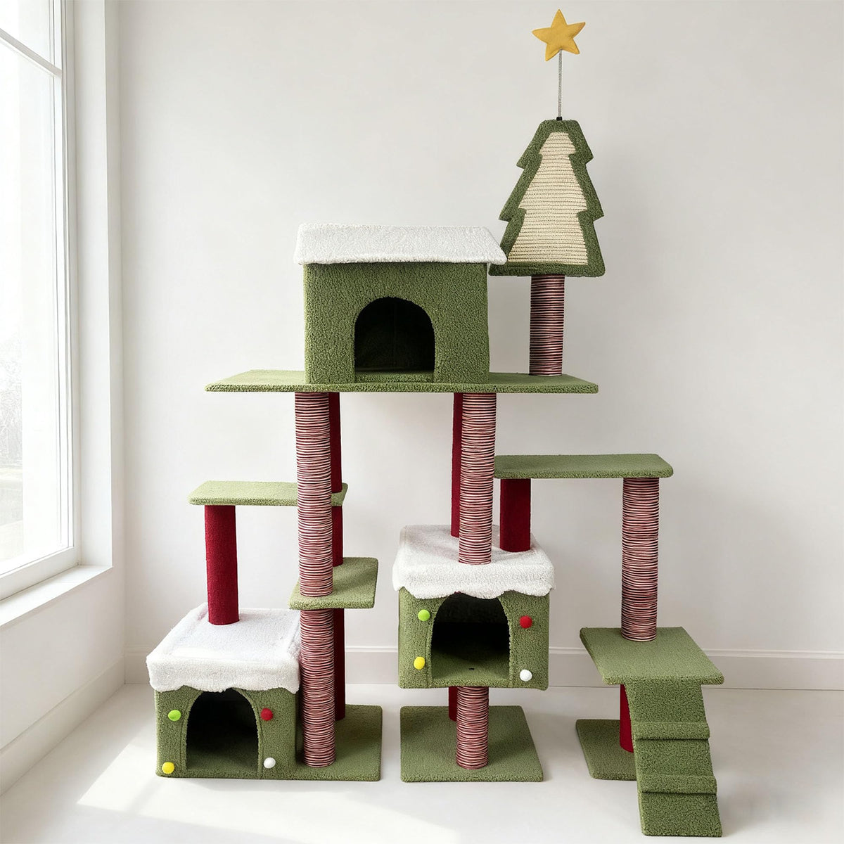 60 Inch Extra Large Cat Tree with 3 Condos and Climbing Ladder Q87789