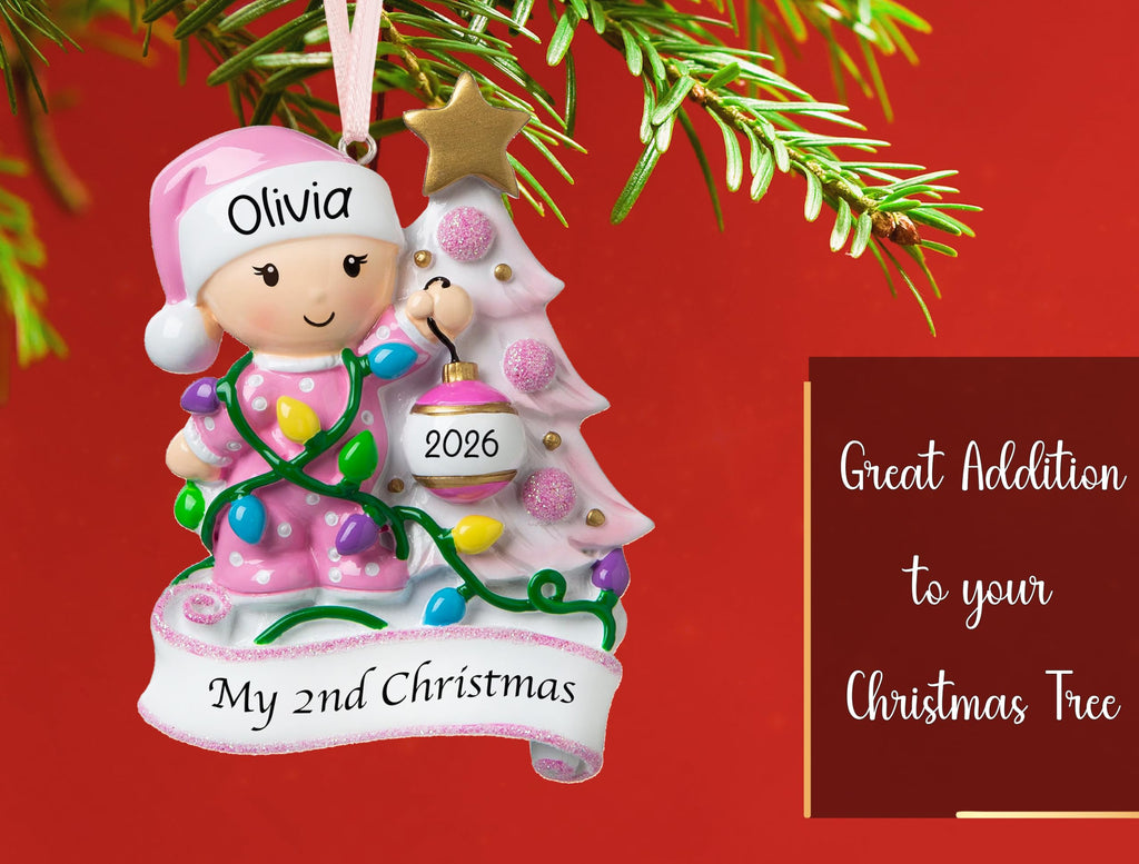Baby's Second Christmas Ornament 2026 Pink H8749