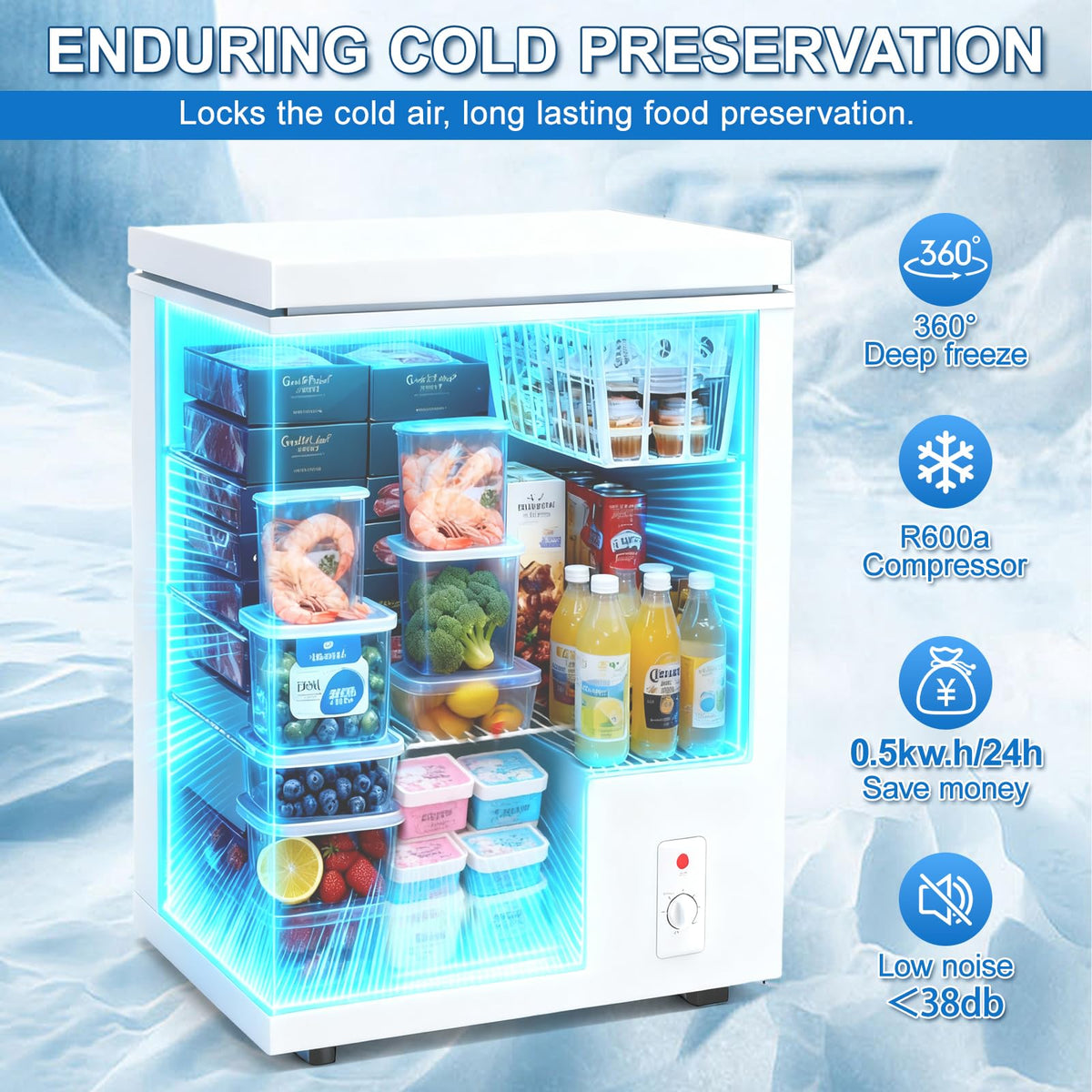 3.5 Cu.Ft White Chest Freezer with Basket S187919