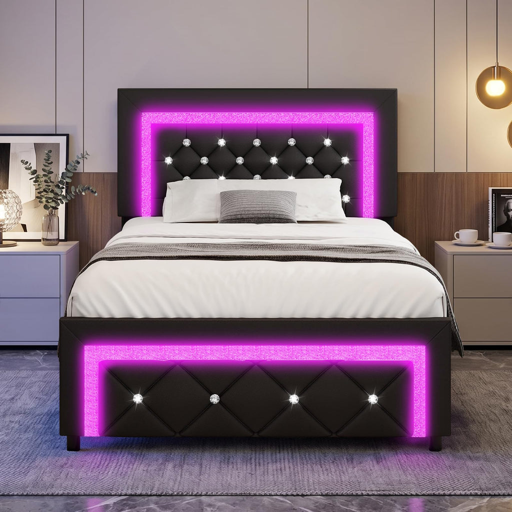 Twin Bed Frame with LED Lights K470