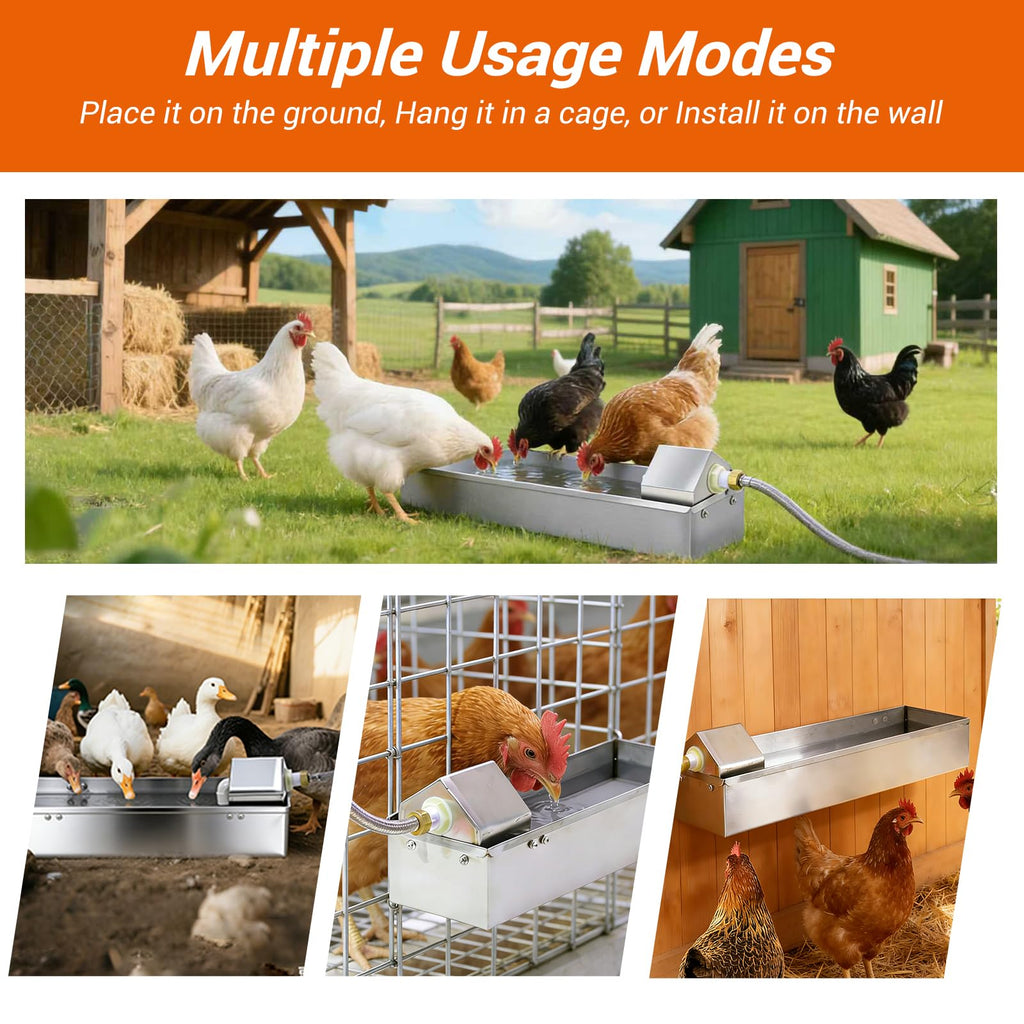 1 Gallon Stainless Metal Automatic Chicken Waterer Dispenser A160505