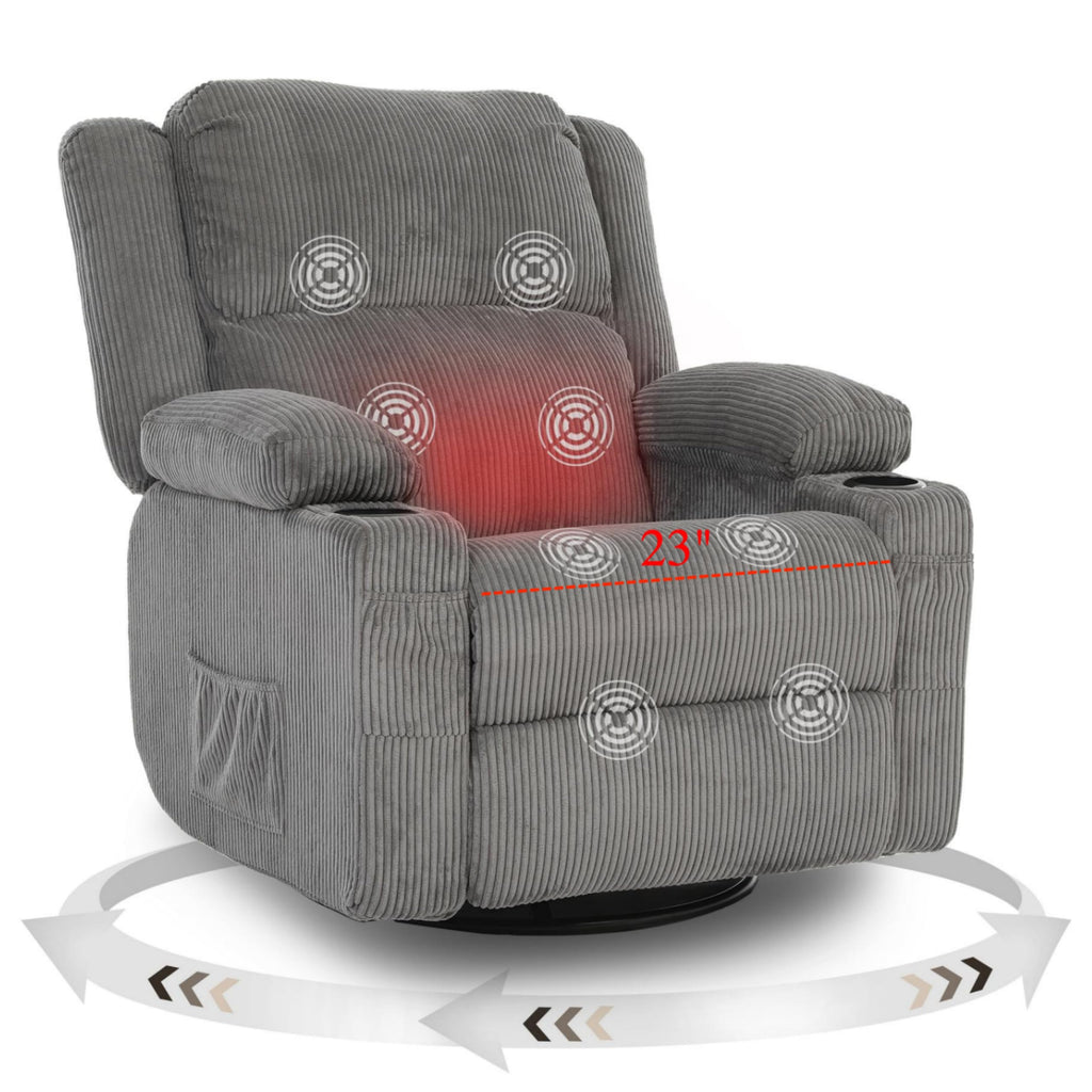 Grey Swivel Rocker Recliner Y3984