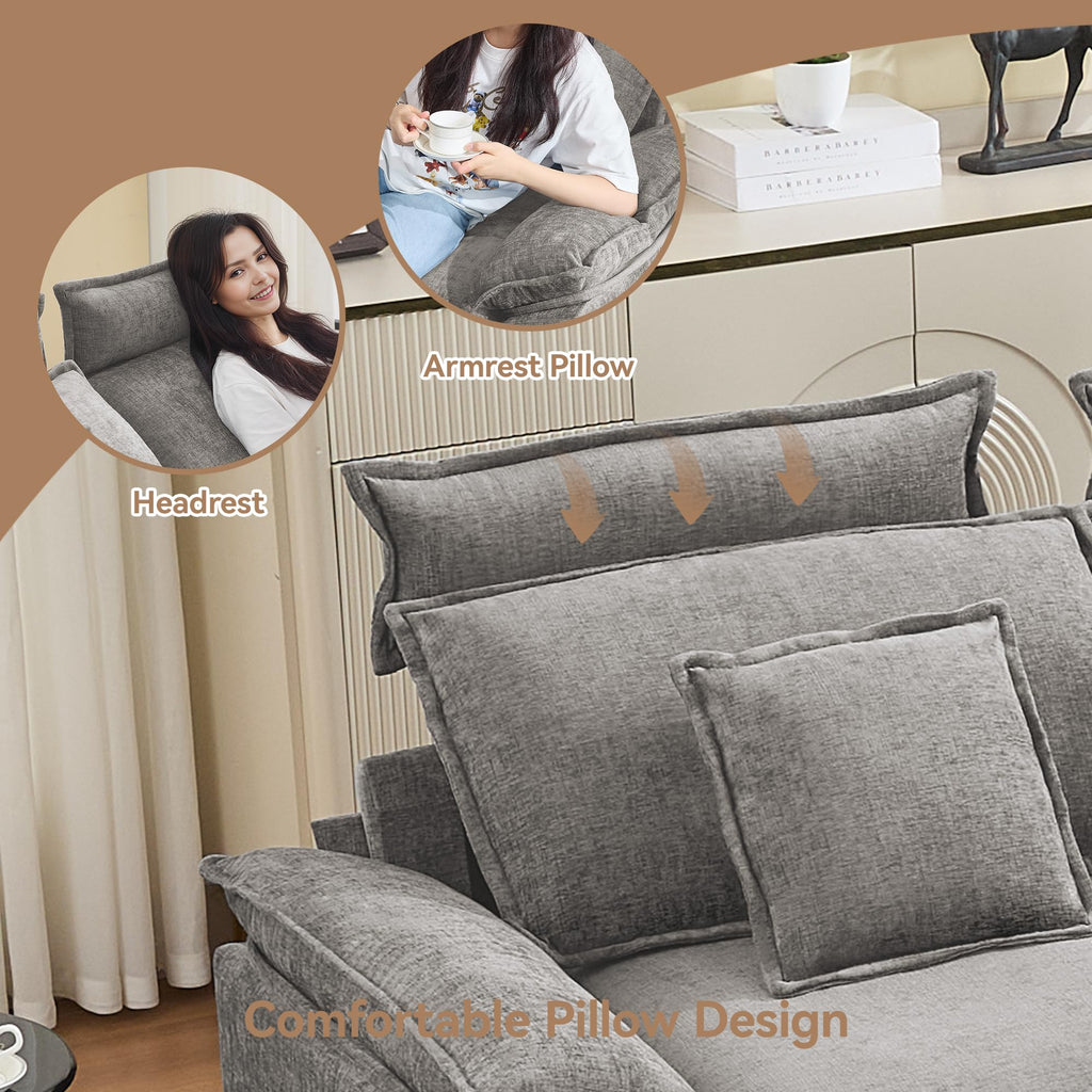 Oversized Chenille Sofa Chair with Ottoman L96466