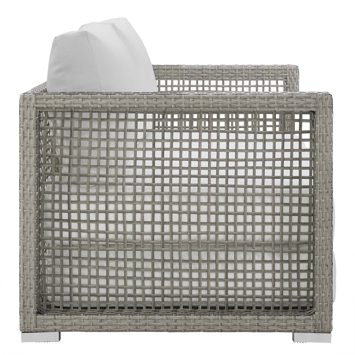 Gray White Wicker Rattan Loveseat with Cushions H9096