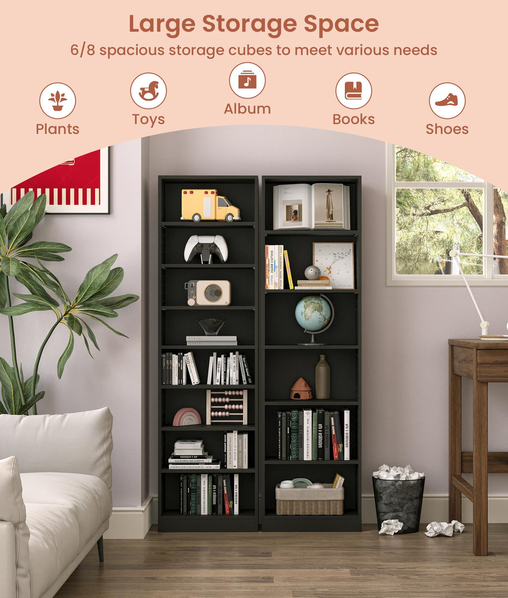 6 Tier Black Adjustable Media Shelf T97438