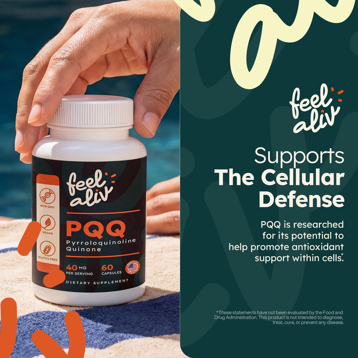 PQQ Supplement 40mg Vegan 60 Capsules U9992