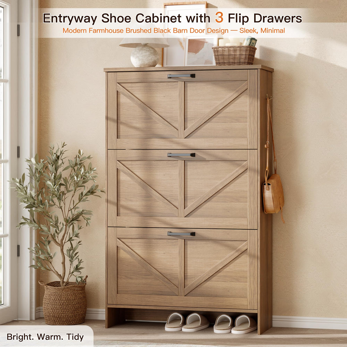 3 Drawer Shoe Storage Tower with Adjustable Shelving N43688