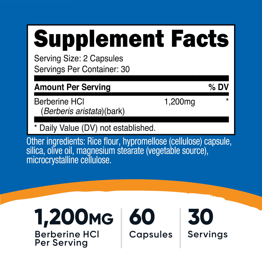 Berberine HCl 1,200mg 60 Capsules G72718