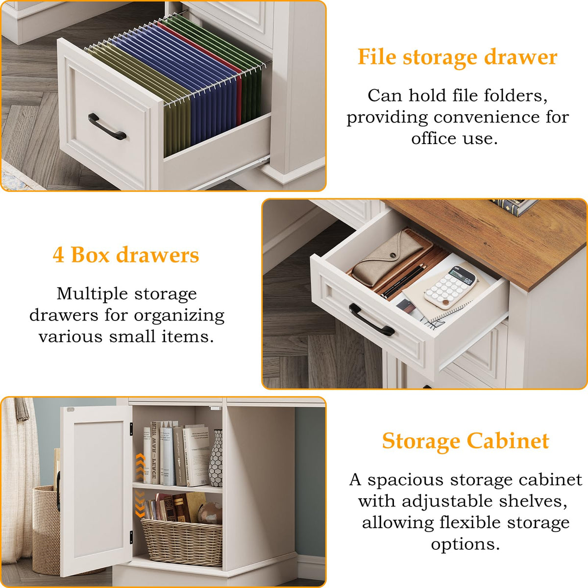 White 5 Drawer Executive Desk X9781