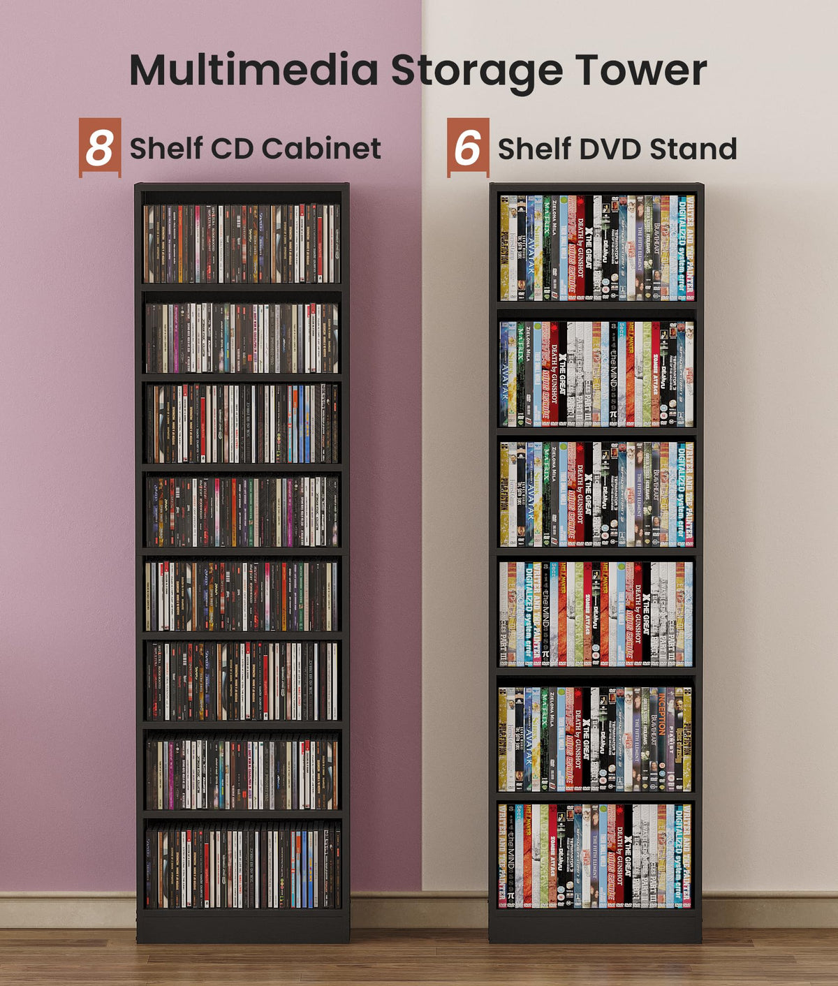 6 Tier Black Adjustable Media Shelf T97438