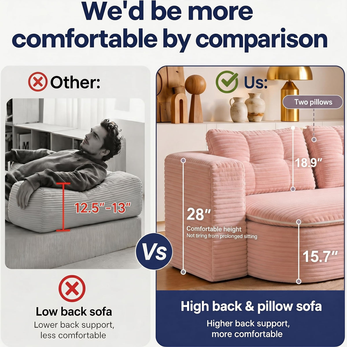 78.7" Pink Memory Foam Futon Sofa Bed A480
