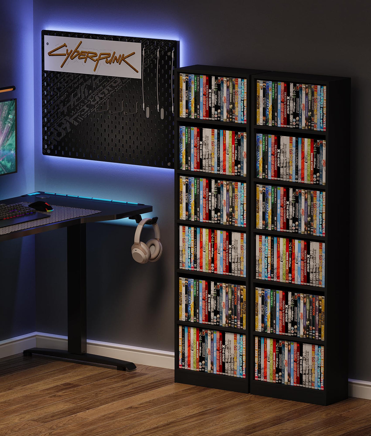 6 Tier Black Adjustable Media Shelf T97438