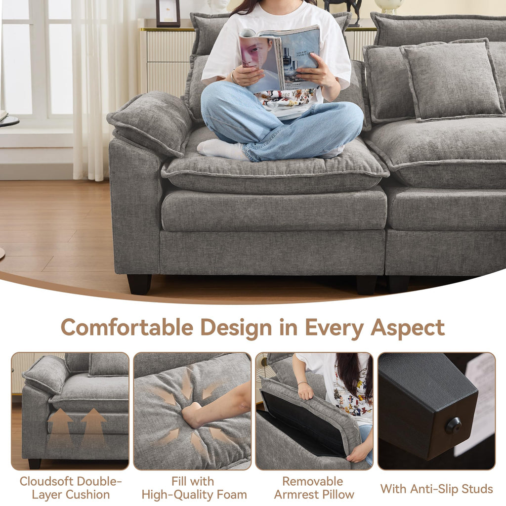 Oversized Chenille Sofa Chair with Ottoman L96466