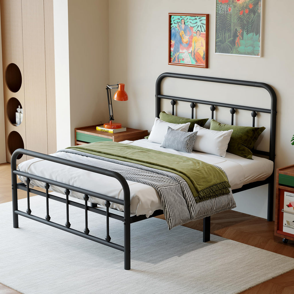 Black Twin Size Metal Bed Frame with Storage Space D219391