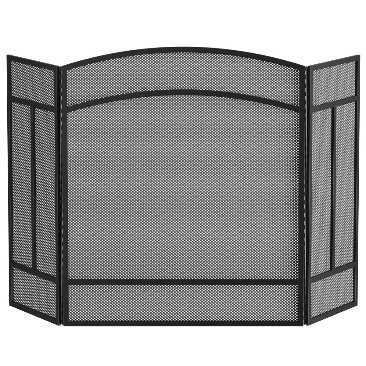 Black 3 Panel Wrought Iron Fireplace Screen D38545