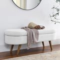 Oval Storage Bench with Rubber Wood Legs, White T35820