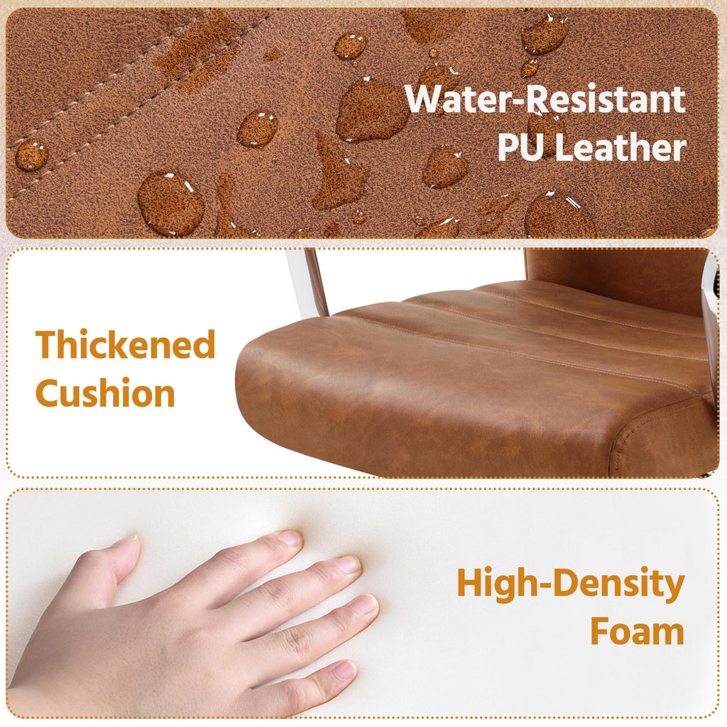 Brown PU Leather Office Chair with Arms M9777
