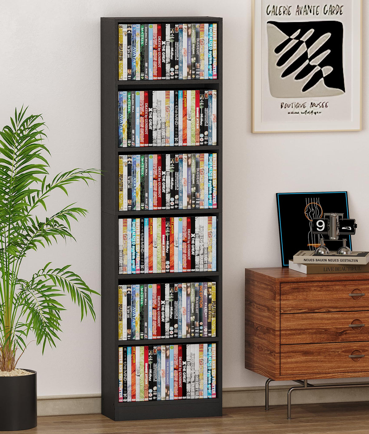 6 Tier Black Adjustable Media Shelf T97438