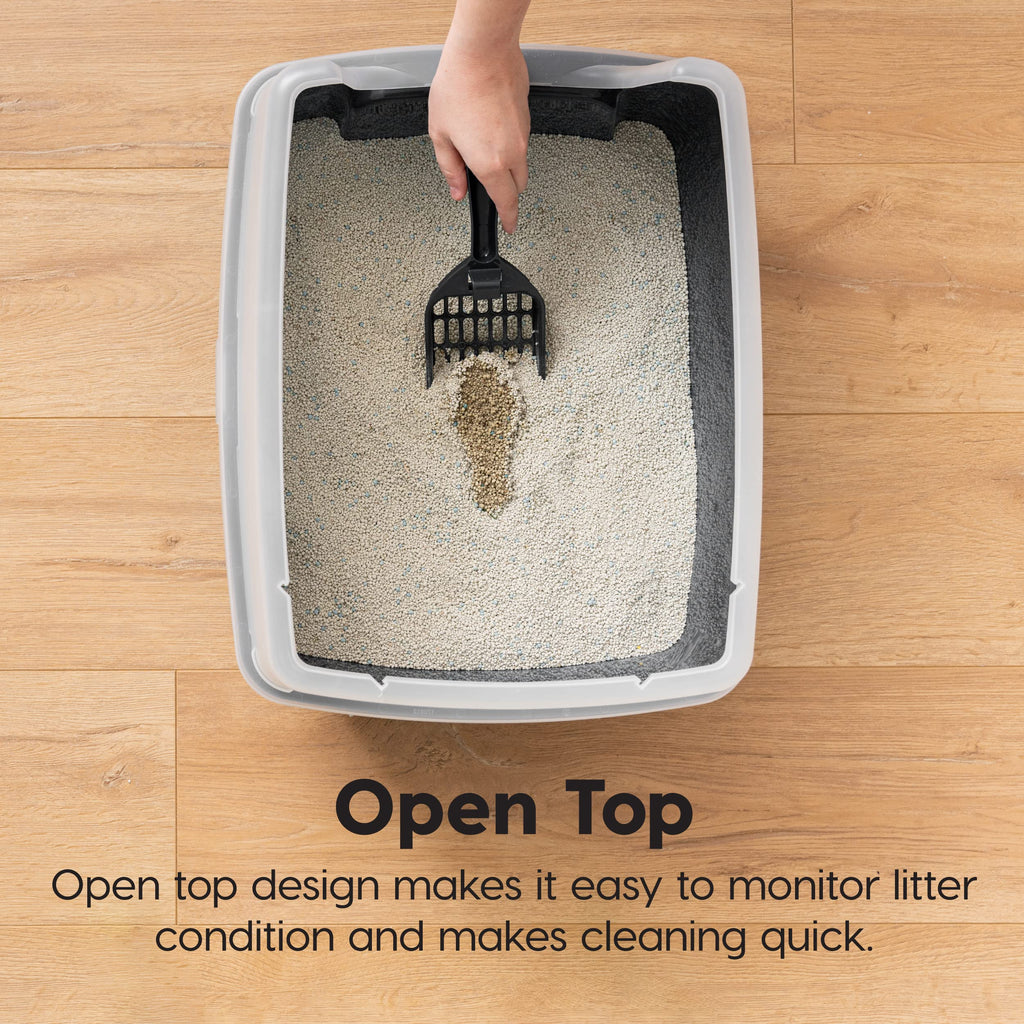 High Sided Cat Litter Box with Scatter Shield, Black A1562