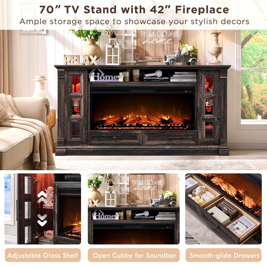 70" Fireplace TV Stand C6284