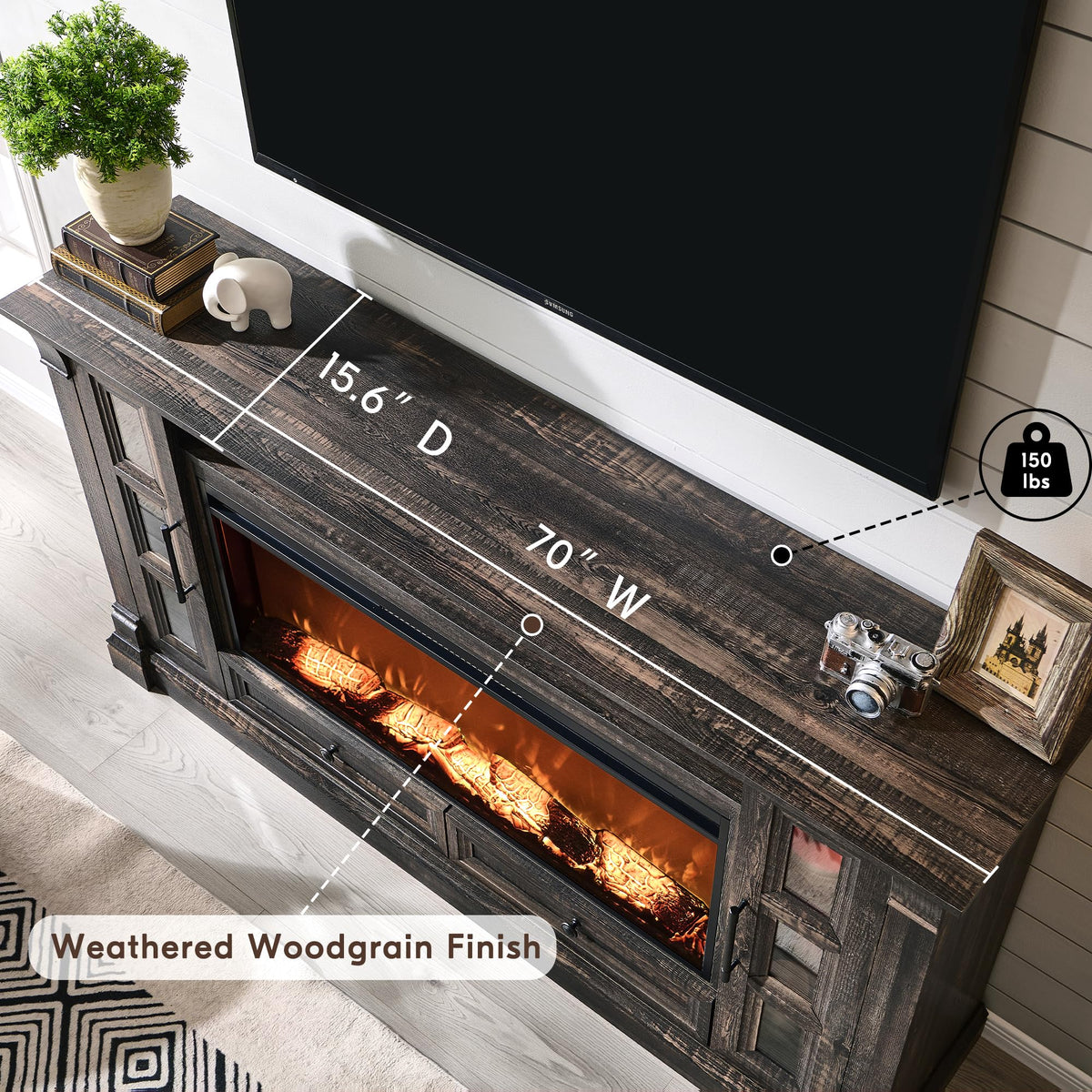 70" Fireplace TV Stand C6284