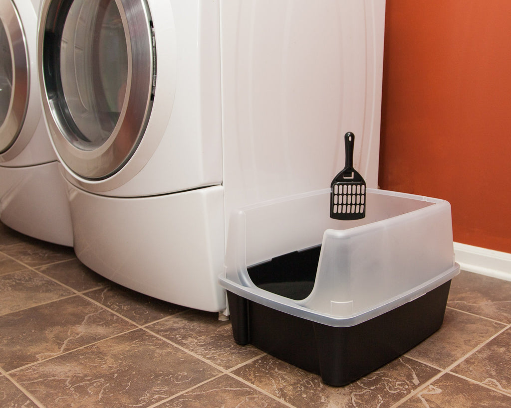 High Sided Cat Litter Box with Scatter Shield, Black A1562