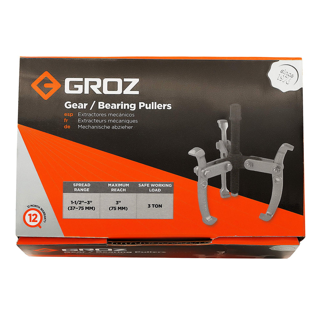 3-Jaw Gear Puller, 3 Inch Max Reach, 3-Ton Safe Working Load E41869